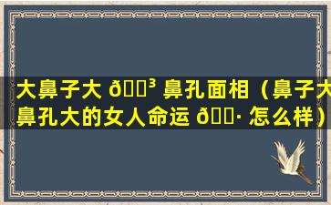 大鼻子大 🌳 鼻孔面相（鼻子大鼻孔大的女人命运 🕷 怎么样）